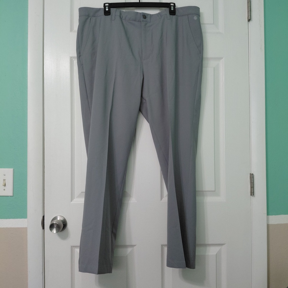 Adidas Ultimate365 Mens Golf Pants Gray Primegreen Flat Front Trousers